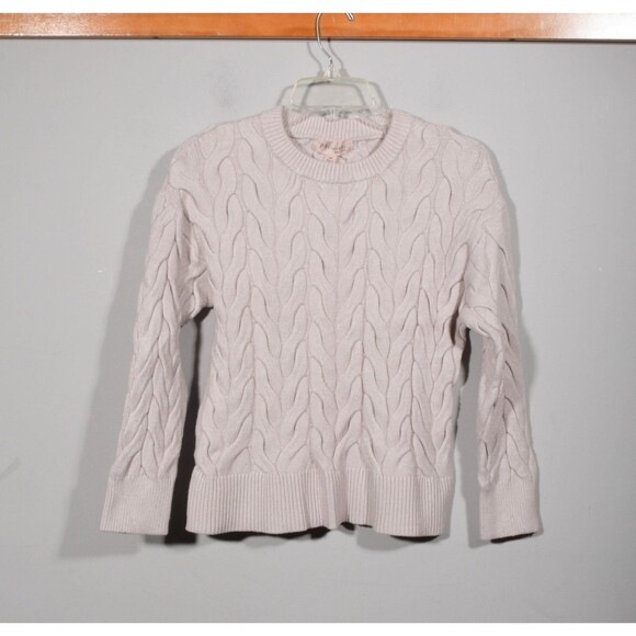 Philosophy Republic Clothing Soft Gray Cable Knit Crewneck Pullover Sweater Sz S - Picture 1 of 3